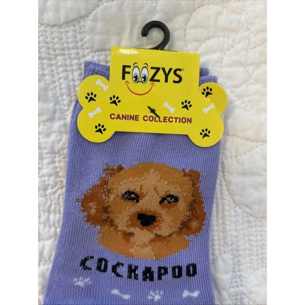 Foozy's Canine Collection Cockapoo Socks Women SZ 9-11 Purple Poly Blend New